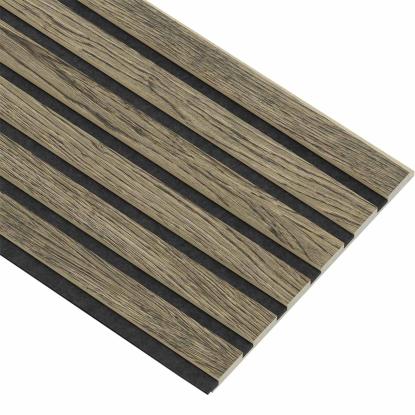 I-Wood Medio+ Original akustikpanel, sort olieret, sort filt og lys kerne, egefiner, 16 x 300 mm