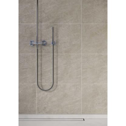 Fibo Stone vådrumspanel med 60 x 40 cm fliselook, 10 x 600 x 2400 mm, grey sahara stone