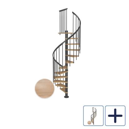 DOLLE Montreal CLASSIC 3 spindeltrappe, Ø120 cm, antracit/egetræsfiner