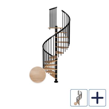 DOLLE Montreal CLASSIC 4 spindeltrappe, Ø140 cm, sort/egetræsfiner