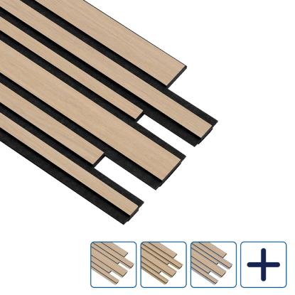 I-Wood Pro+ I-Lock Mixed akustikpanel, hvid olieret, sort kerne, egefiner, 17 x 300 x 2400 mm