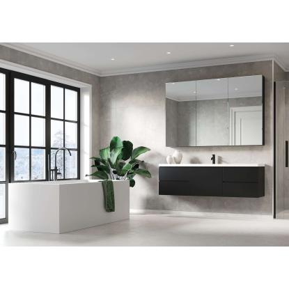 Fibo Stone vådrumspanel med 60 x 60 cm fliselook, 10 x 600 x 2400 mm, grey marble silk