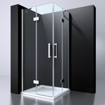 Best Design Erico 4-delt brusehjørne, firkantet, 120 x 90 cm, krom/klart glas