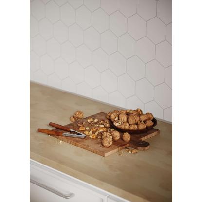 Fibo Kitchen Board vægplade med hexagon fliselook, 10 x 600 x 580 mm, white silk - 2 stk.