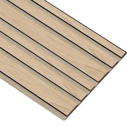 I-Wood Basic Mixed akustikpanel, hvid olieret, beige filt og sort kerne, egefiner, 17 x 300 mm 