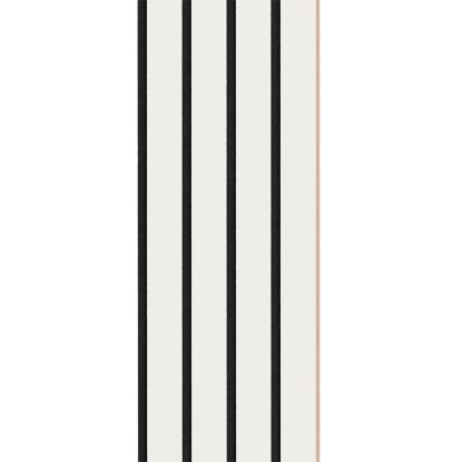 I-Wood Basic 4-lamel akustikpanel, hvidmalet, sort filt og lys kerne, folie, 16 x 300 mm 