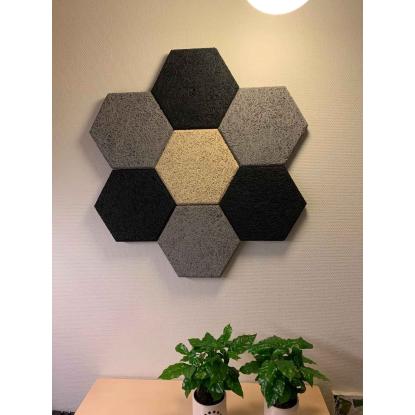 FibroTech Hexagon Multifin træbetonplade, sort, 25 x 289 x 250 mm - 18 stk.