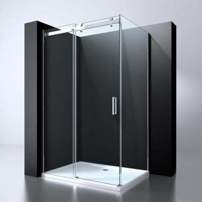 Best Design Erico brusehjørne, firkantet, 120 x 90 cm, krom/klart glas