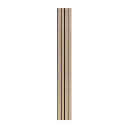 I-Wood Basic 4-lamel akustikpanel, ubehandlet natur, sort filt og lys kerne, egefiner, 16 x 300 mm 