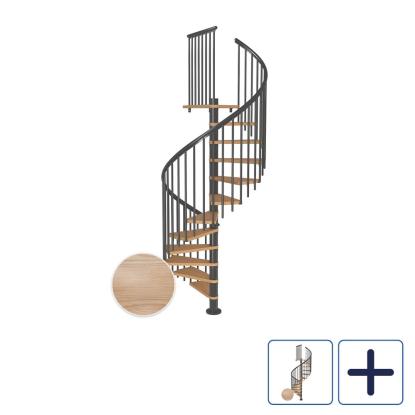 DOLLE Montreal CLASSIC 4 spindeltrappe, Ø140 cm, antracit/egetræsfiner