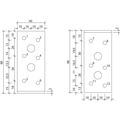 SIMA vinkelbeslag V10, pregalvaniseret, 93 x 93 x 3,0 x 40 mm