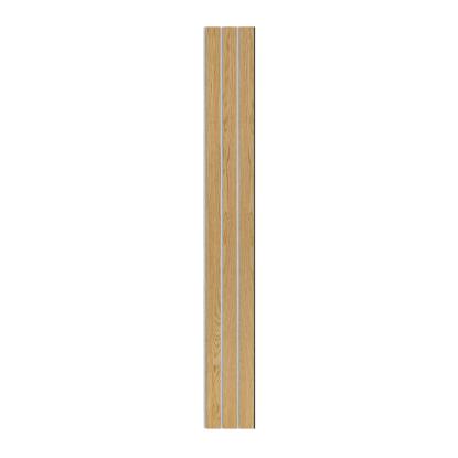 I-Wood Medio+ 3-lamel akustikpanel, klar olieret, grå filt og sort kerne, egefiner, 17 x 300 mm