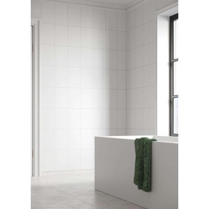 Fibo Colour vådrumspanel med 20 x 30 cm fliselook, 10 x 600 x 2400 mm, white silk