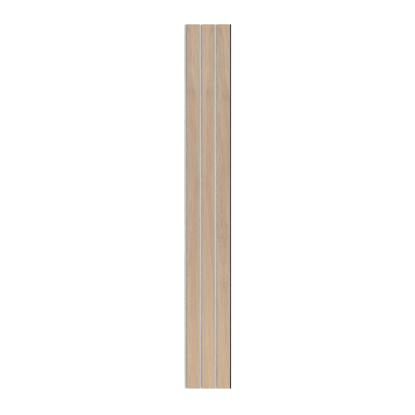 I-Wood Medio+ 3-lamel akustikpanel, ubehandlet natur, grå filt og sort kerne, egefiner, 17 x 300 mm