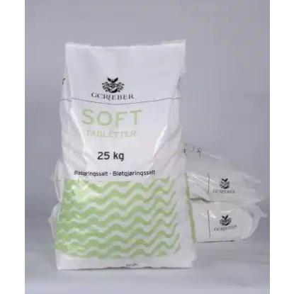 Blødgøringssalt, soft salttabletter, 25 kg. sække, 1000 kg. pr. palle
