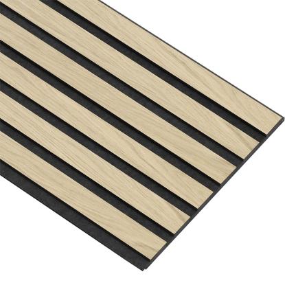 I-Wood Medio+ Original akustikpanel, ubehandlet natur, sort filt og sort kerne, egefiner, 17 x 300 mm