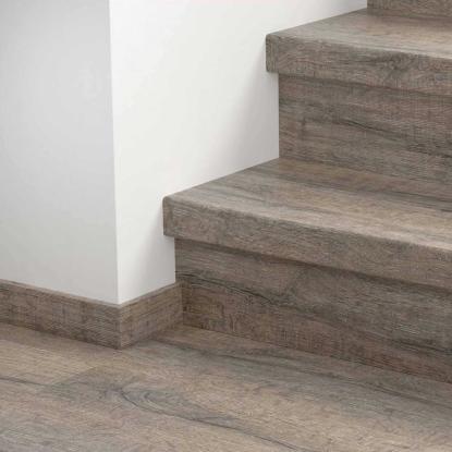 Pergo vinyl trappeafdækning/trappeforkantsprofil, Grey Heritage Oak, 1236 x 122 x 62 mm