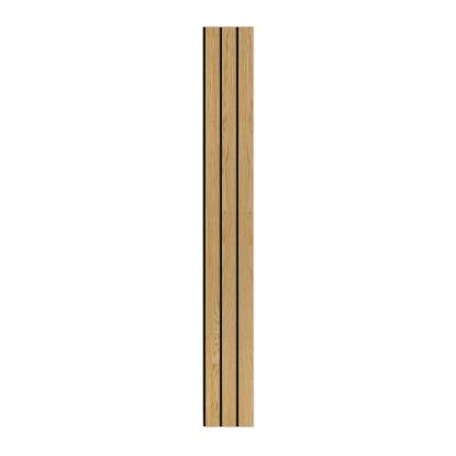 I-Wood Medio+ 3-lamel akustikpanel, klar olieret, sort filt og lys kerne, egefiner, 16 x 300 mm