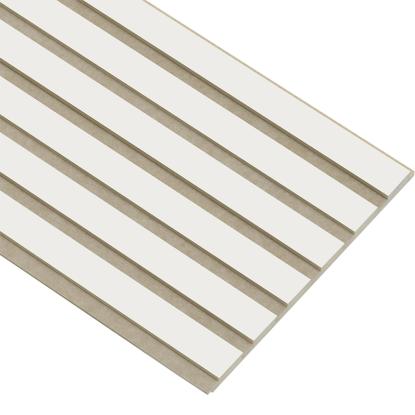 I-Wood Basic Original akustikpanel, hvidmalet, beige filt og lys kerne, folie, 16 x 300 mm