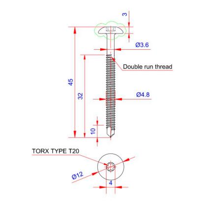 GTBUILD facadeskrue med borespids, TX20, rustfri A2, 4,8 x 45 mm