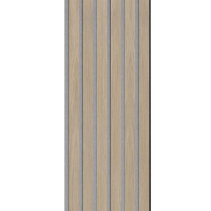 I-Wood Basic Original akustikpanel, hvid olieret, grå filt og sort kerne, egefiner, 17 x 300 mm 