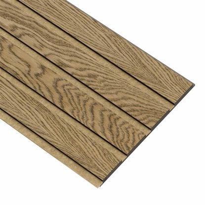 I-Wood Basic 4-lamel akustikpanel, mørkebrun olieret, brun filt og sort kerne, egefiner, 17 x 300 mm 