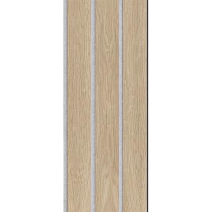 I-Wood Medio+ 3-lamel akustikpanel, hvid olieret, grå filt og sort kerne, egefiner, 17 x 300 mm
