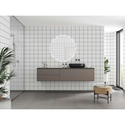 Fibo Colour vådrumspanel med 15 x 15 cm fliselook, 10 x 600 x 2400 mm, white contrast silk