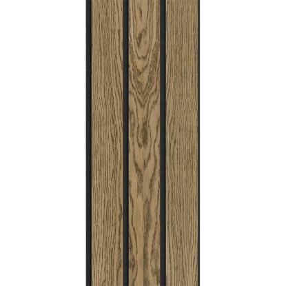 I-Wood Medio+ 3-lamel akustikpanel, mørkebrun olieret, sort filt og sort kerne, egefiner, 17 x 300 mm