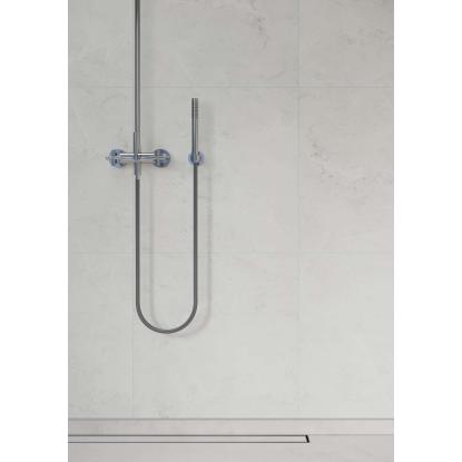 Fibo Stone vådrumspanel med 60 x 60 cm fliselook, 10 x 600 x 2400 mm, white marble silk