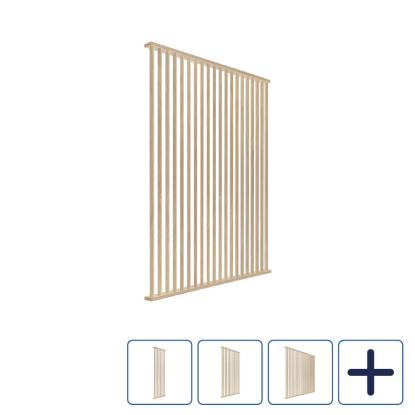 I-Wood DivideWall skråtstillet rumdeler med top- & bundprofil og lameller, ubehandlet natur, MDF med egefinér
