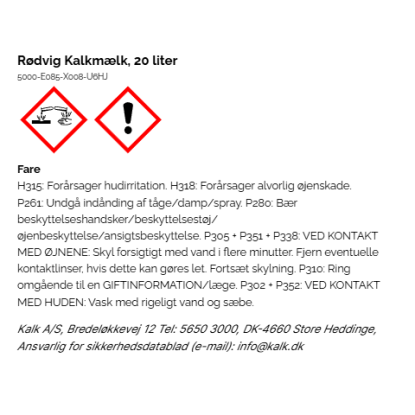 KALK Rødvig kalkmælk i spand - 20 liter
