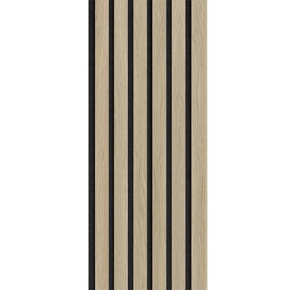I-Wood Medio+ Original akustikpanel, ubehandlet natur, sort filt og lys kerne, egefiner, 16 x 300 mm