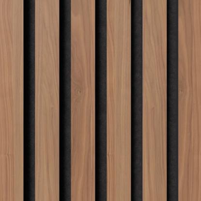 FOG & VENØ Fjordwall akustikpanel, valnød, sort MDF, sort filt, 600 x 2400 x 19 mm