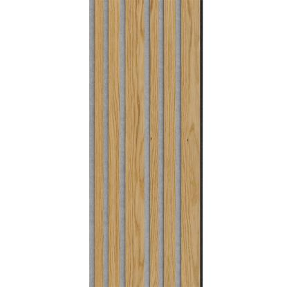 I-Wood Medio+ Mixed akustikpanel, klar olieret, grå filt og sort kerne, egefiner, 17 x 300 mm