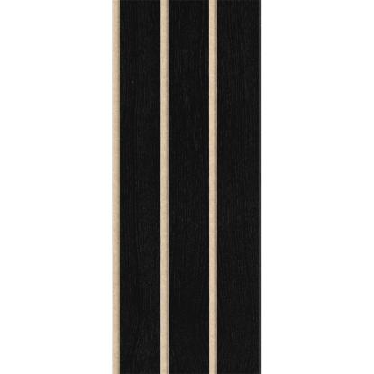 I-Wood Basic 3-lamel akustikpanel, sortmalet, beige filt og sort kerne, egefiner, 17 x 300 mm 