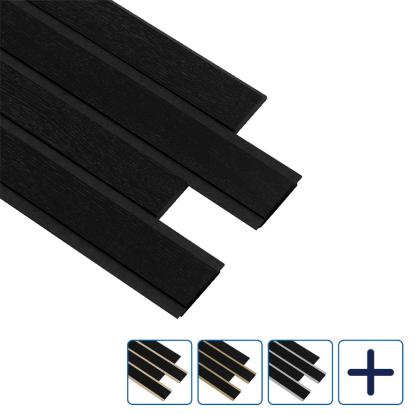 I-Wood Pro+ I-Lock 4-lamel akustikpanel, sortmalet, sort kerne, egefiner, 16 x 300 x 2400 mm