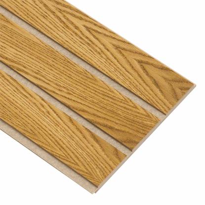 I-Wood Medio+ 3-lamel akustikpanel, brun olieret, beige filt og lys kerne, egefiner, 16 x 300 mm