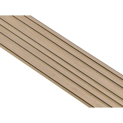 I-Wood Medio+ Mixed akustikpanel, ubehandlet natur, brun filt og sort kerne, egefiner, 17 x 300 mm