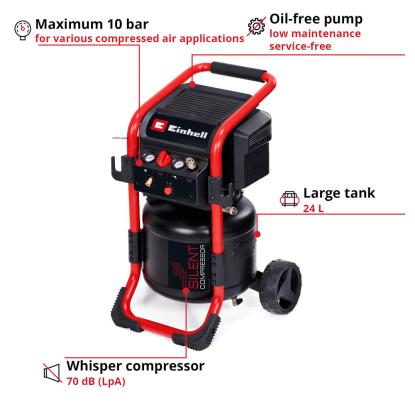 Einhell TE-AC 240/24 Silent kompressor, 10 bar, 24 liter