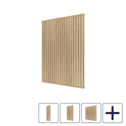 I-Wood DivideWall rumdeler med top- & bundprofil og lameller, ubehandlet natur, MDF med egefinér