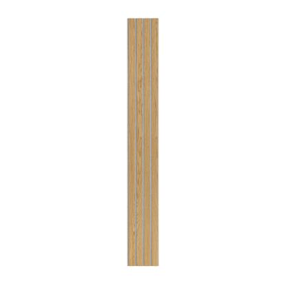 I-Wood Medio+ 4-lamel akustikpanel, klar olieret, grå filt og lys kerne, egefiner, 16 x 300 mm