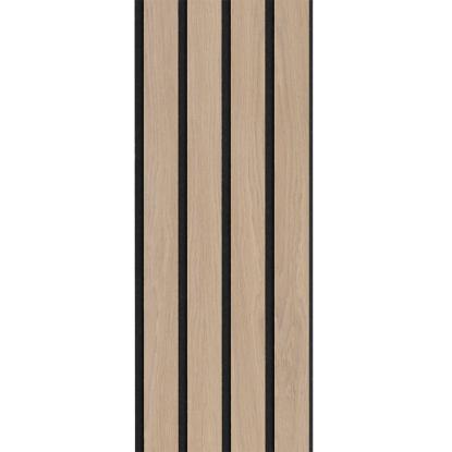 I-Wood Basic 4-lamel akustikpanel, ubehandlet natur, sort filt og sort kerne, egefiner, 17 x 300 mm 