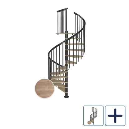 DOLLE Montreal CLASSIC 4 spindeltrappe, Ø160 cm, antracit/hvidolieret eg