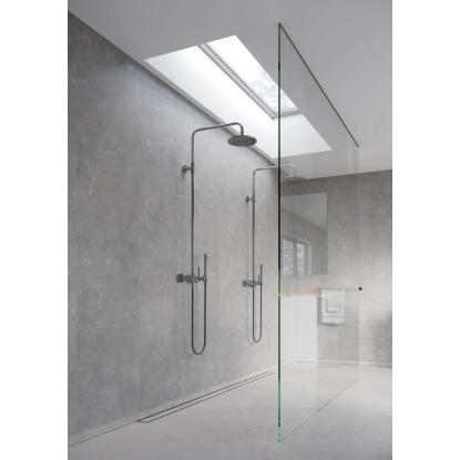 Fibo Stone vådrumspanel med 60 x 60 cm fliselook, 10 x 600 x 2400 mm, grey marble silk