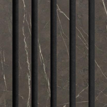 FOG & VENØ Laminate akustikpanel, marble brown, sort MDF, sort filt, 600 x 2400 x 20 mm