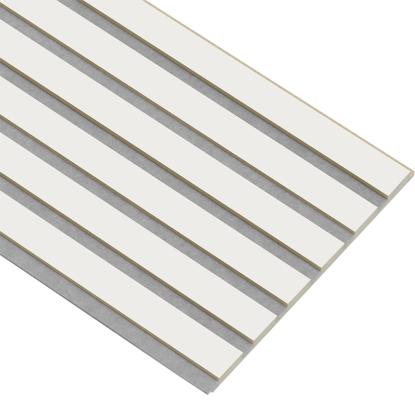 I-Wood Medio+ Original akustikpanel, hvidmalet, grå filt og lys kerne, folie, 16 x 300 mm
