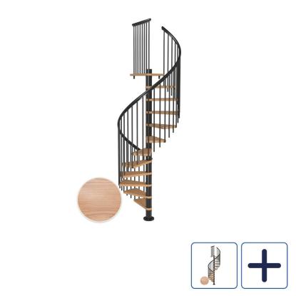 DOLLE Montreal CLASSIC 4 spindeltrappe, Ø120 cm, antracit/egetræsfiner