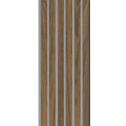 I-Wood Medio+ Original akustikpanel, klar olieret, grå filt og sort kerne, valnøddefiner, 17 x 300 mm