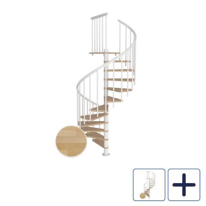 DOLLE Montreal CLASSIC 3 spindeltrappe, Ø160 cm, hvid/olieret bøg